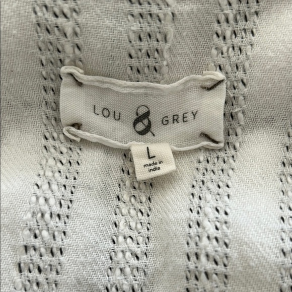 Striped V-Neck Blouse/Tunic - Off- White and Gray - Picture 5 of 5